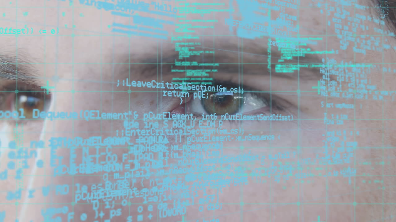 animación del procesamiento de datos digitales sobre un empresario caucásico