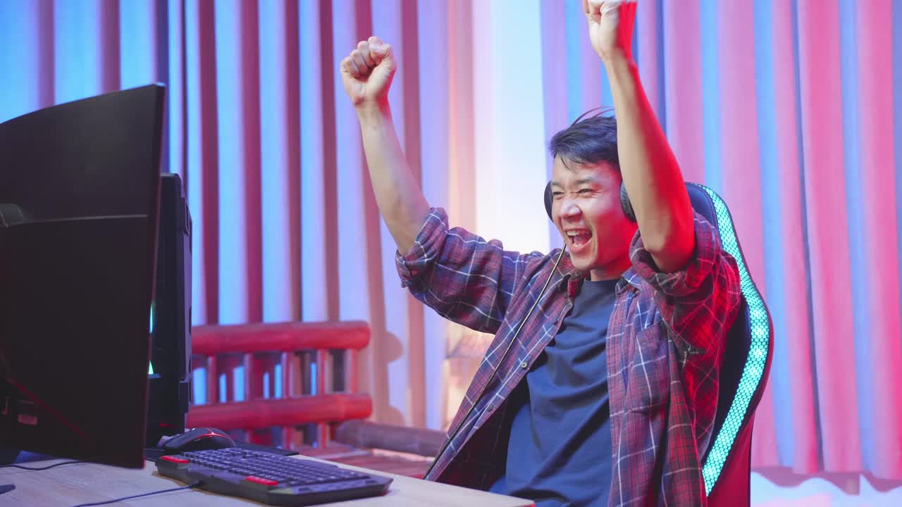 Gamer enjoying a video game session