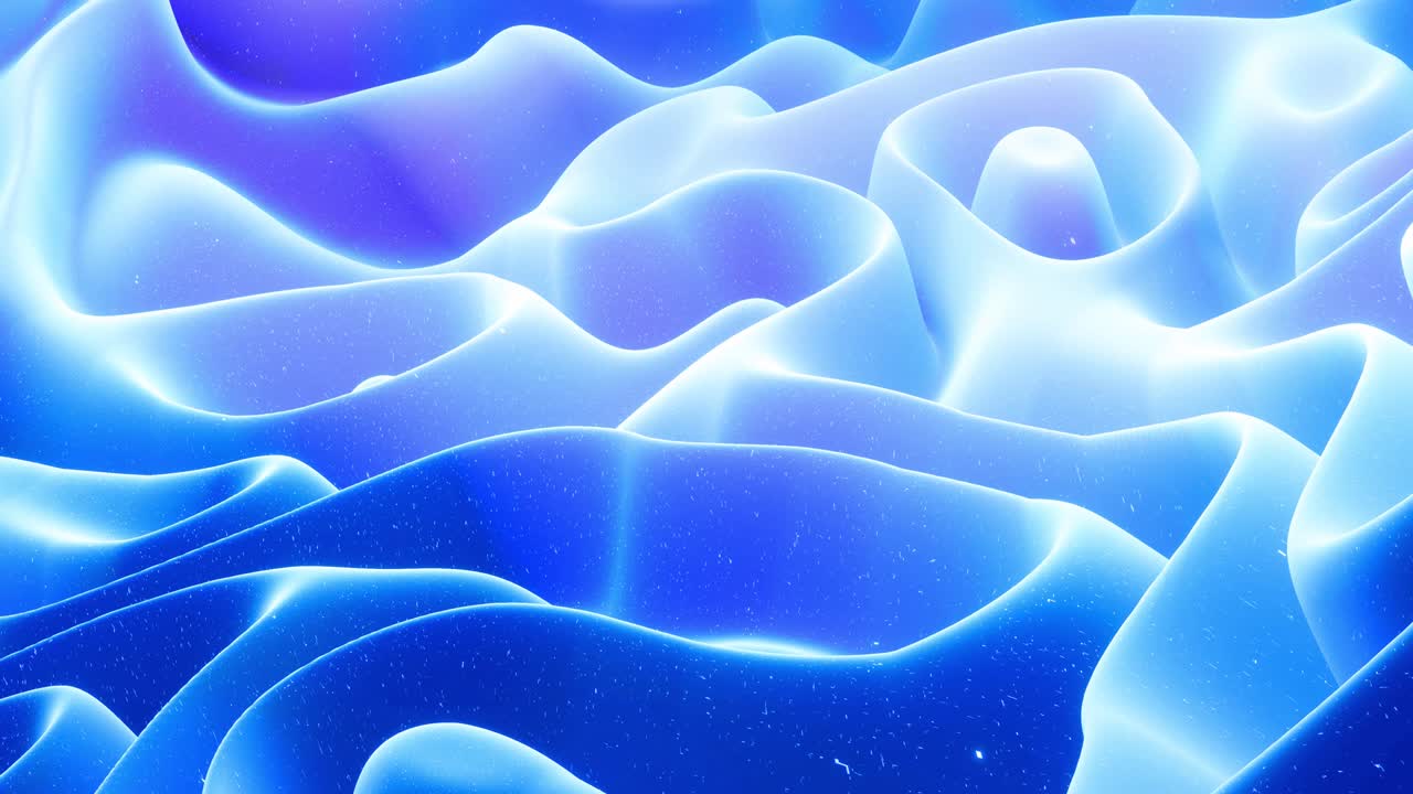 부드러운 파란색 매트 재료의 추상적인 파동, 가운 내부 반임과 모핑 표면에 반이는, 풍경이나 지형과 같은 추상적인 기하학 표면, 3d 노이즈를 추출하거나 이동시키기.