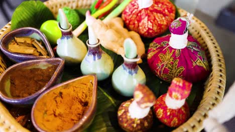 colorful spa items arranged in a decorative basket