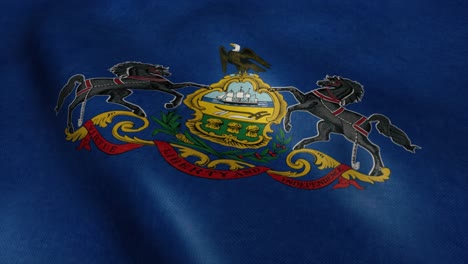 flag of pennsylvania video waving in wind. realistic us state flag background