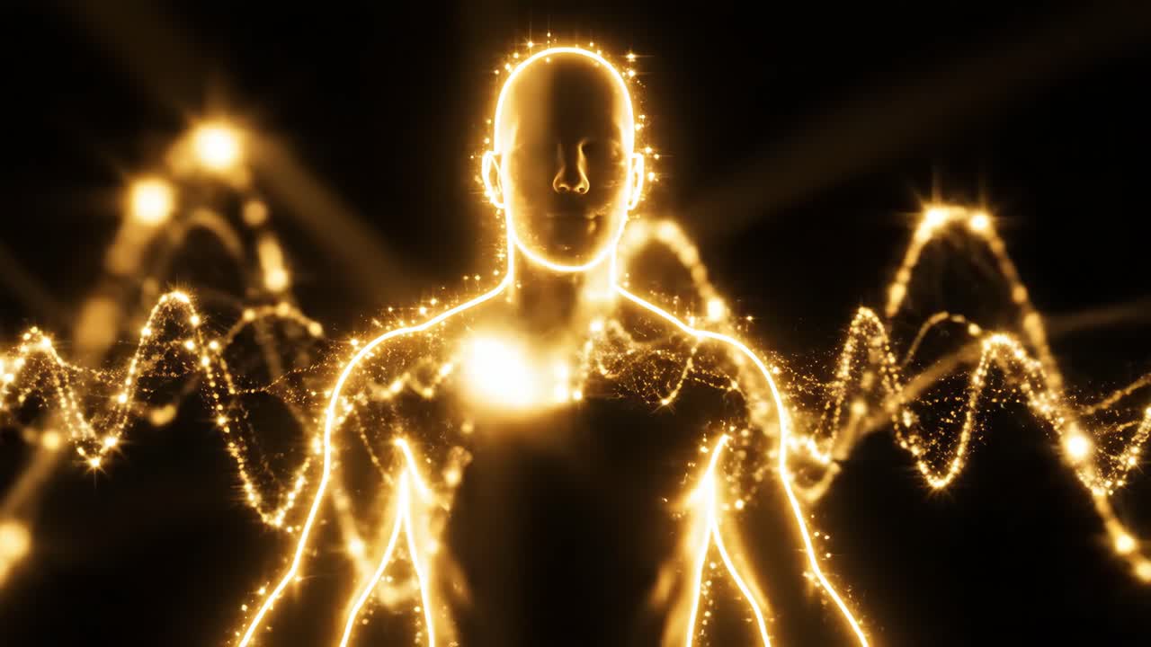 Abstract Golden Human Body Aura