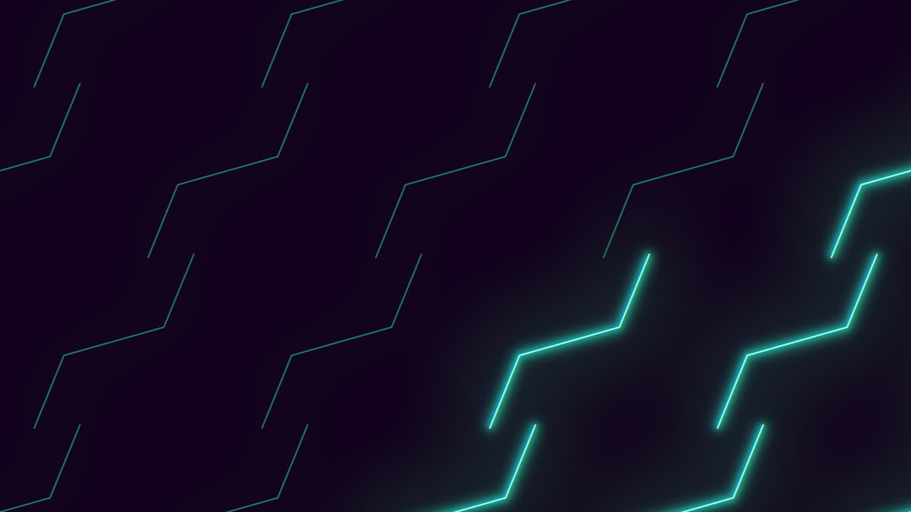 A vibrant digital artwork displays a glowing blue and green lightning bolt against a dark background, formed by illuminated zigzag patterns exuding motion and energy
