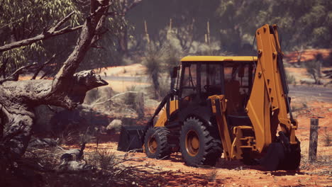 excavator tractor in bush forest