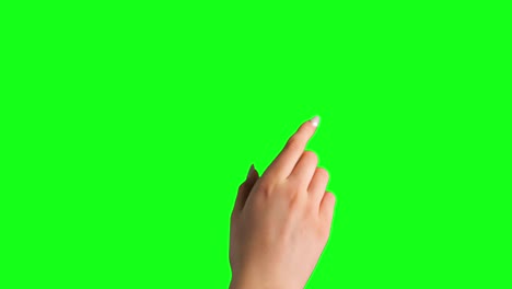 finger double-tap on a digital device on a green screen background