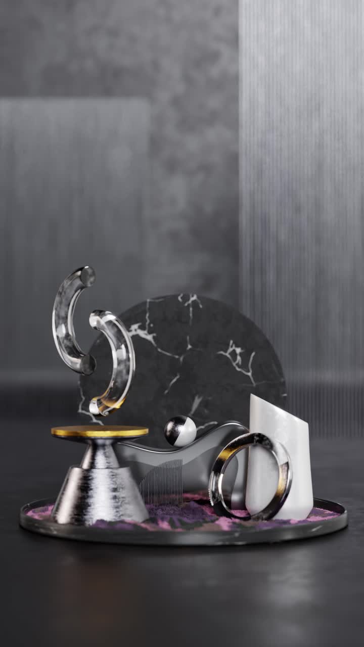 Looped video of ball rolling on gear. 3d animation