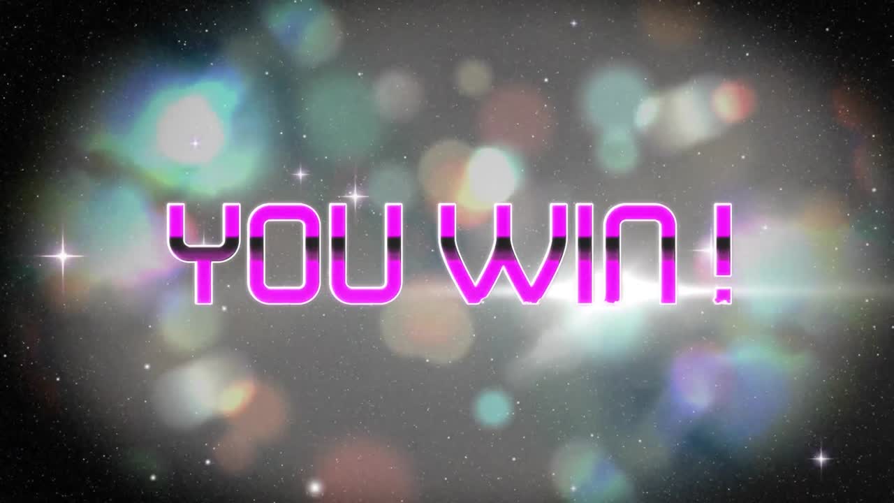 검은 바탕에 렌즈 플레어에 대한 호소와 함께 텍스트를 이기는 애니메이션