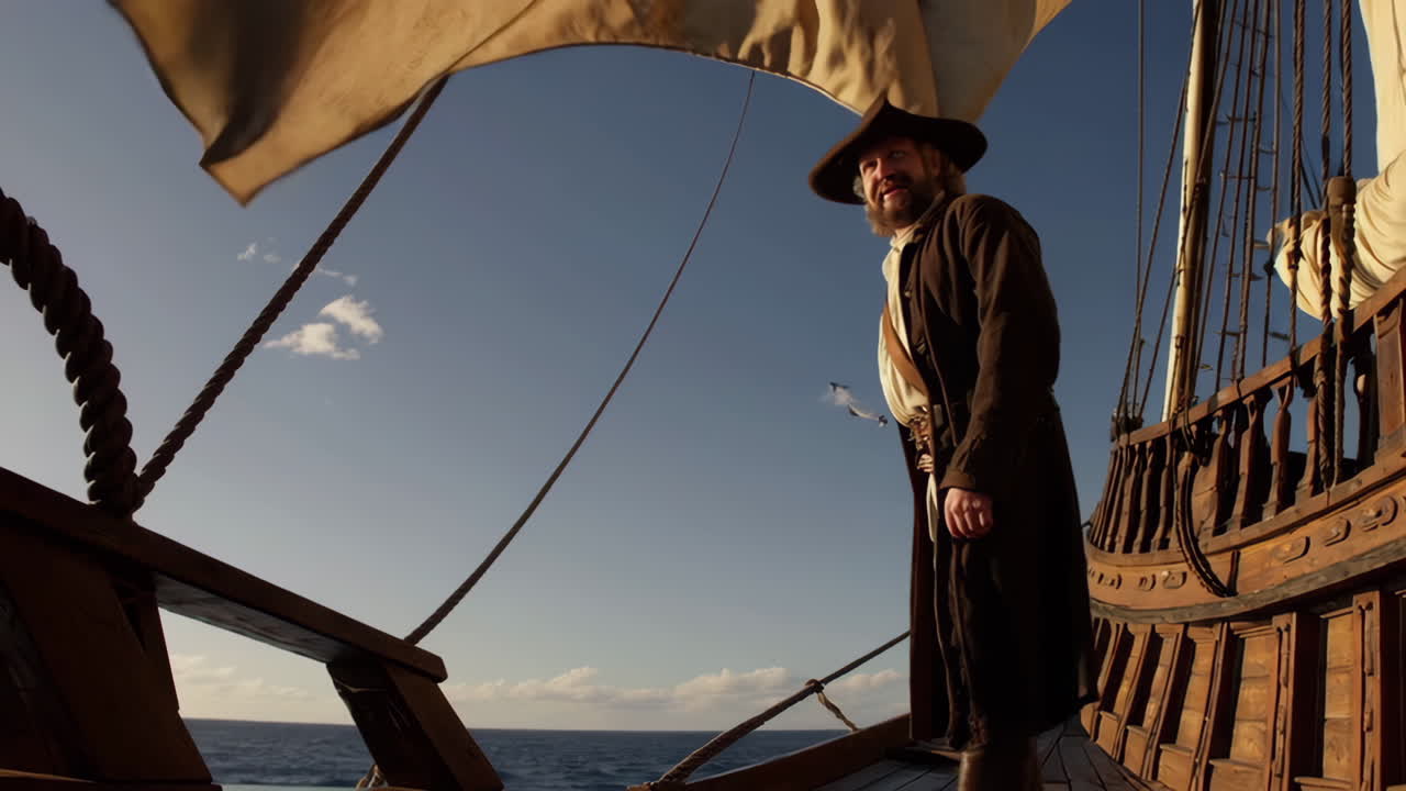 Historical Ship Captain on Deck