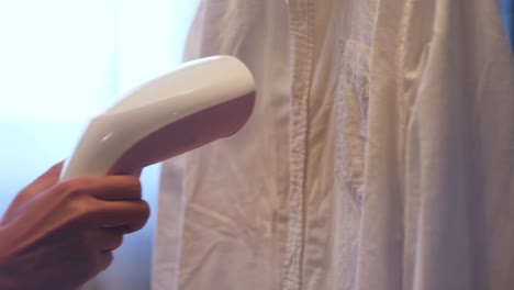 ironing a white shirt