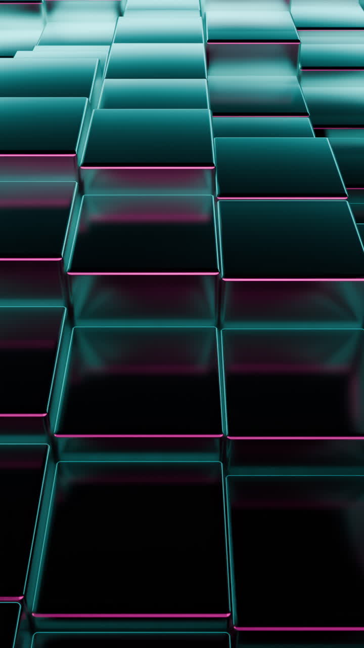 Abstract 3D Teal and Pink Metallic Cubes Background