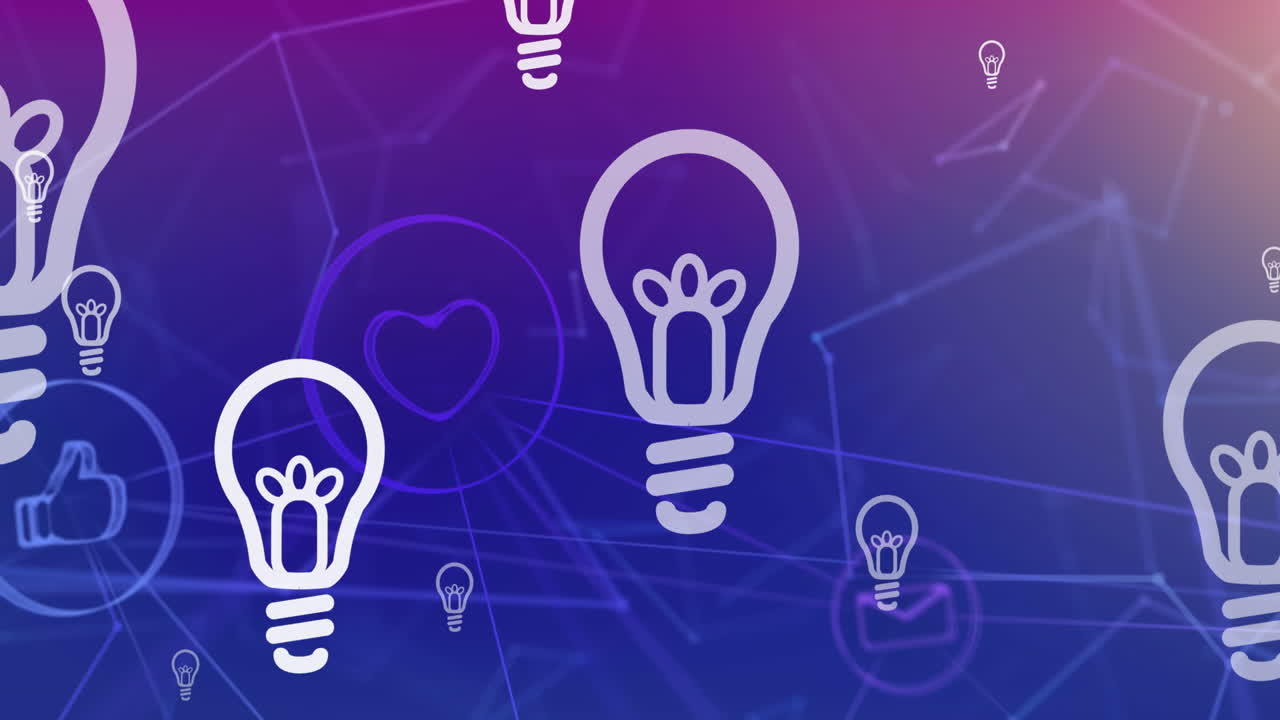 animación de bombillas sobre una red de conexiones