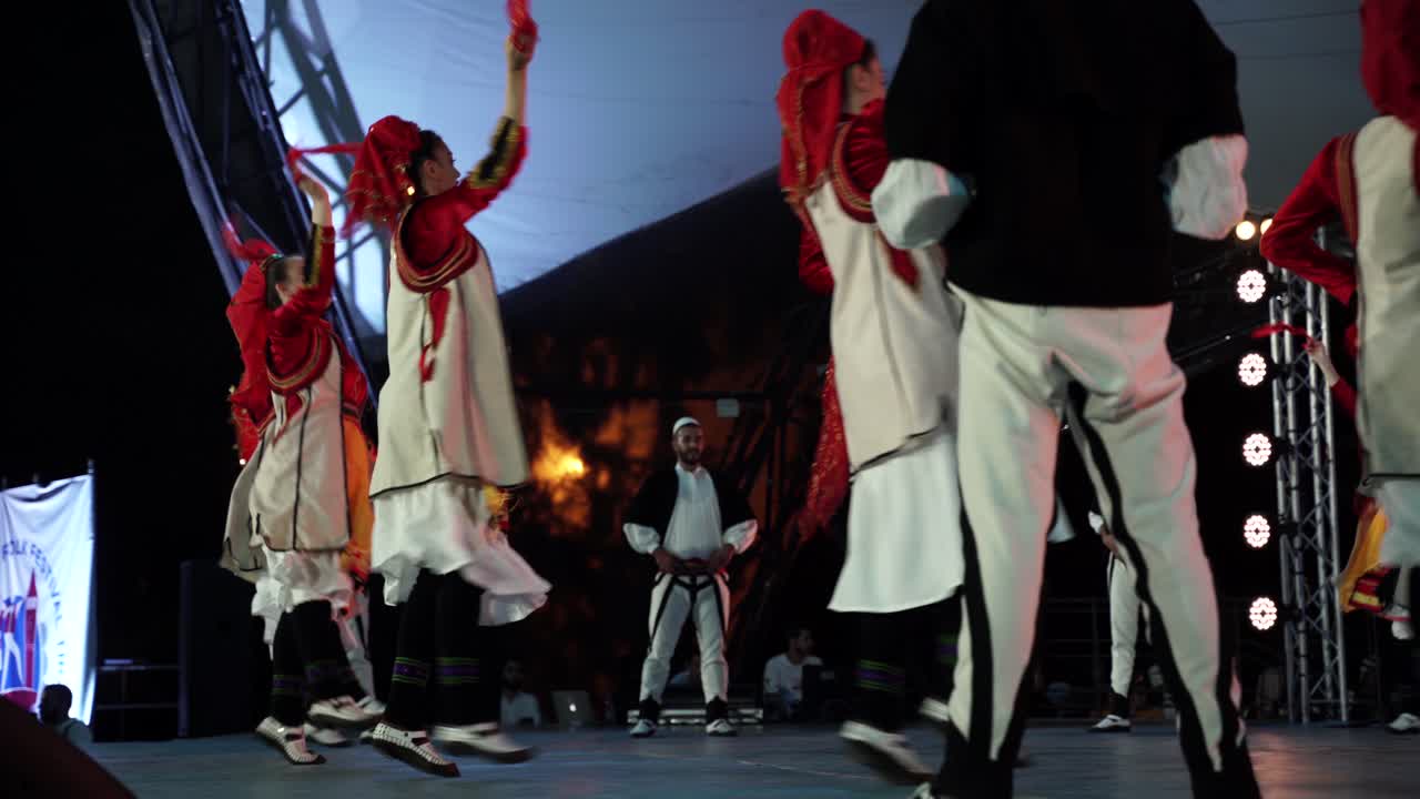 Kosovo dancers on stage of Folk International festival in Tirana