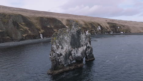 drone shot of hvítserkur, iceland