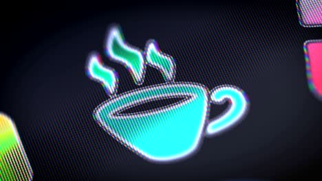 icono de tiempo de café en la pantalla. bucle.