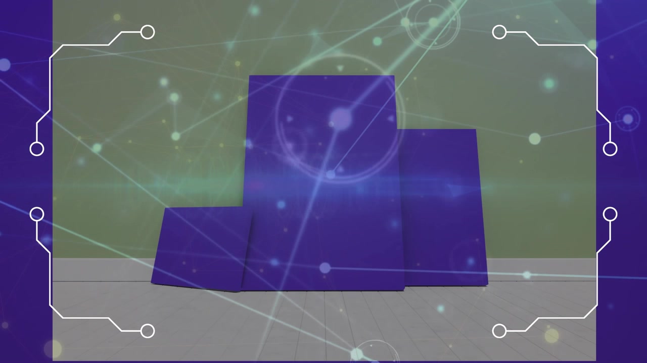 Abstract Digital Background with Purple Podium and Network Connections