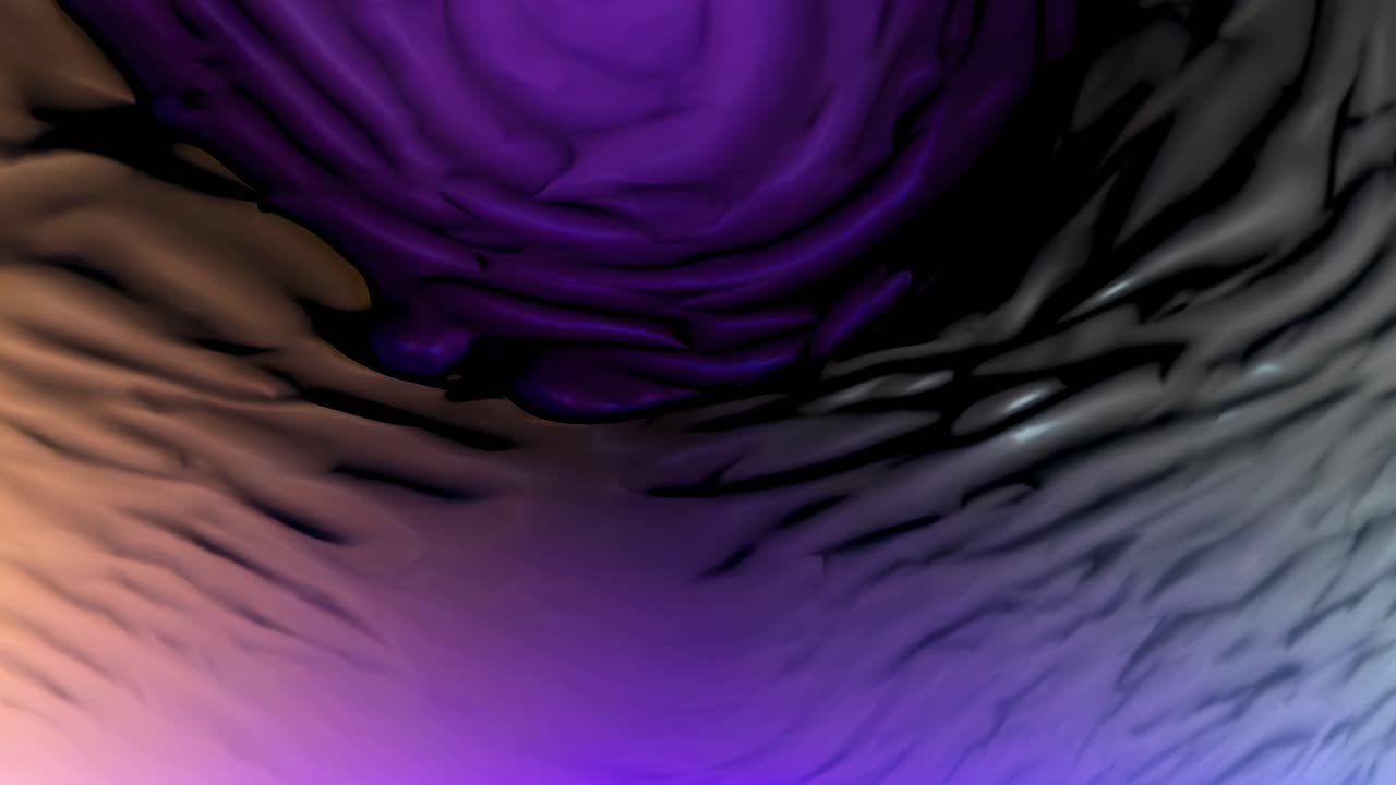 Abstract video still with a swirling, fluid texture in purple and gray hues