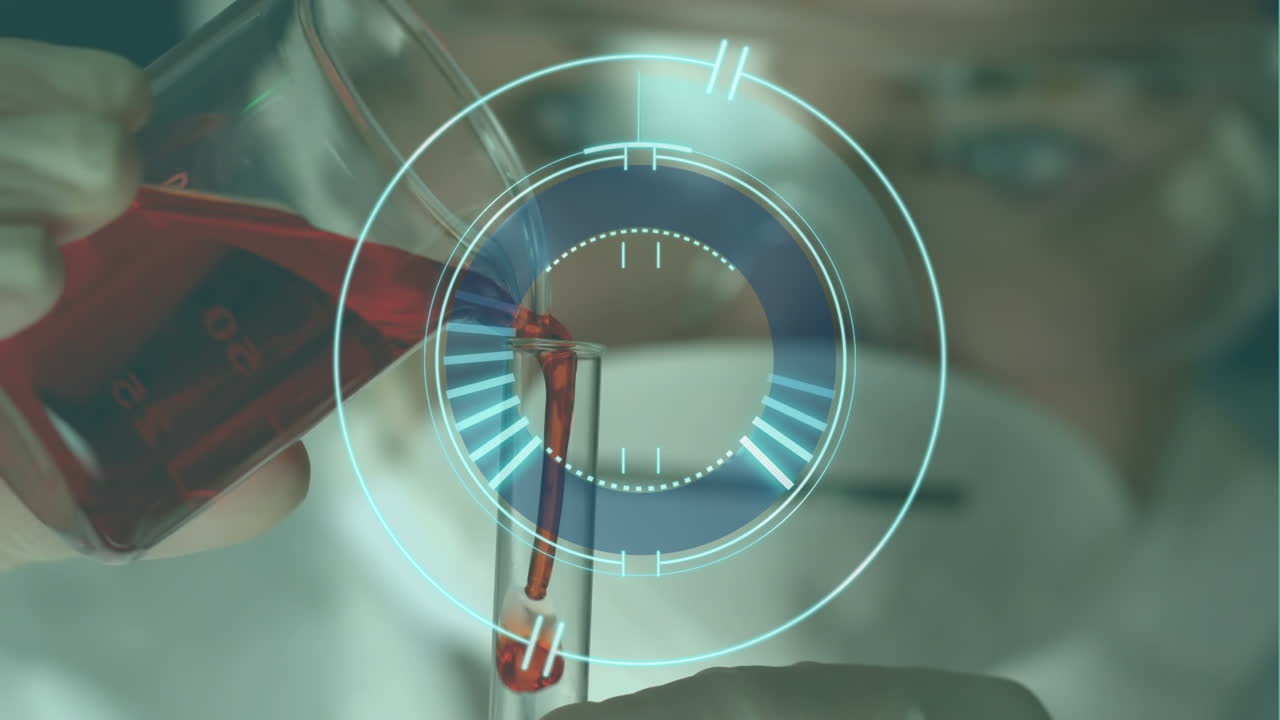 animación de escaneo de alcance sobre científica caucásica