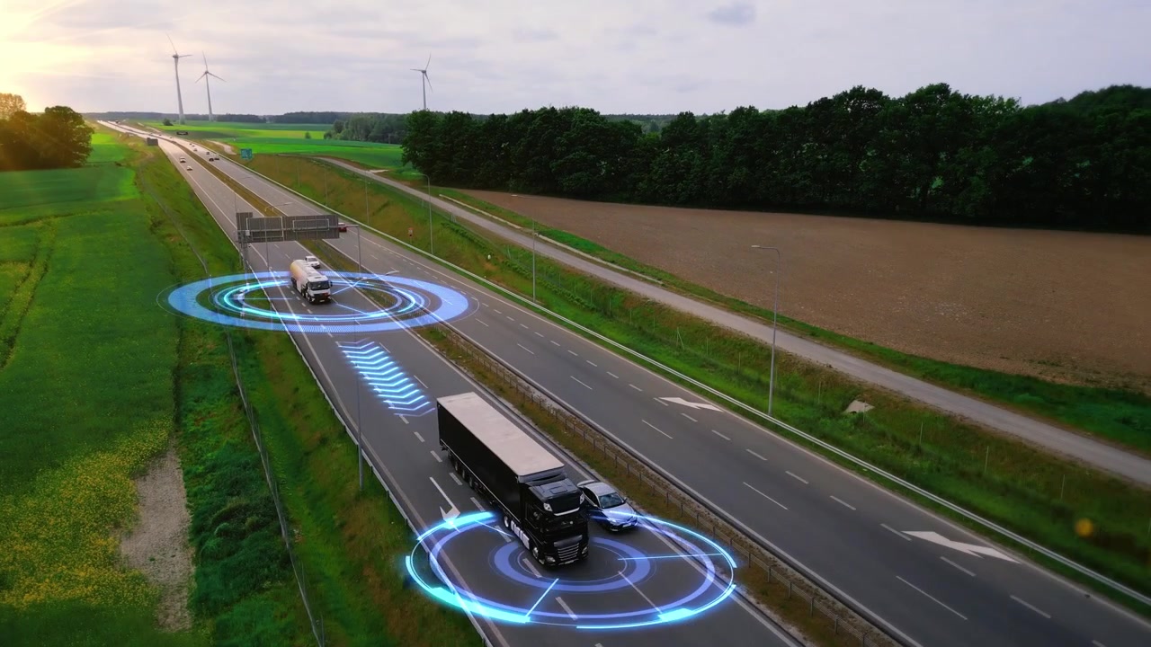 Condução Autônoma de Caminhões em Rodovia com Visualização de Sensores Digitais