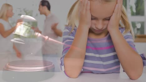 conceptual digital animation of kid suffering while parents having a fight 4k
