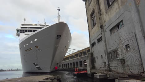 massive cruise ships dock at havana harbor cuba