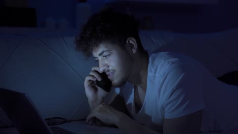 young man chatting with his girlfriend.