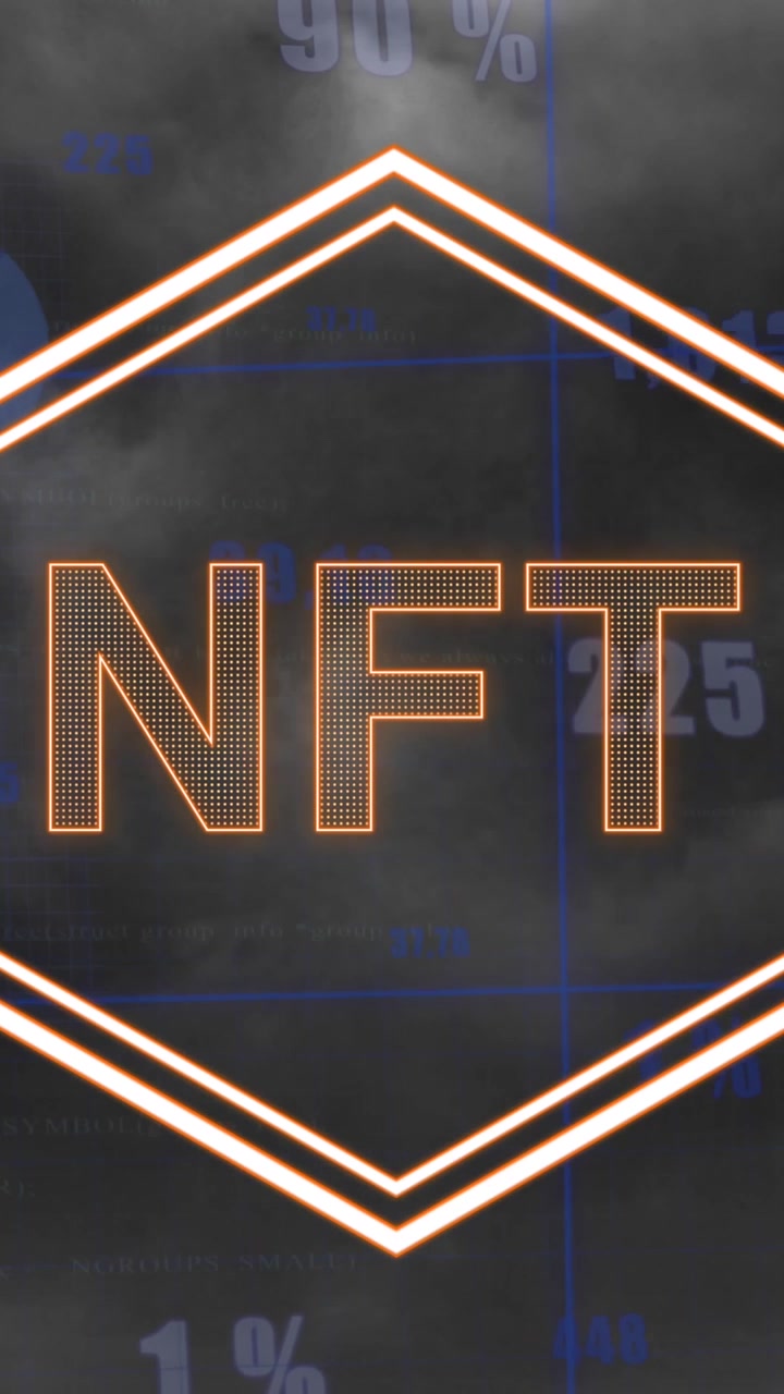 Animazione di testo NFT, statistiche ed elaborazione di dati finanziari.