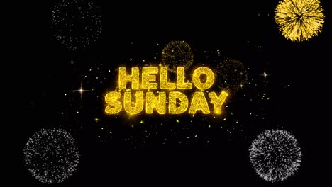 hello sunday graphic design with fireworks