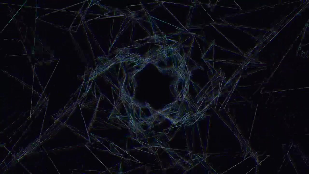 Various thin lines and shapes form a swirling tunnel effect in a dark space. The scene has a modern feel with sharp angles and intricate patterns that draw attention