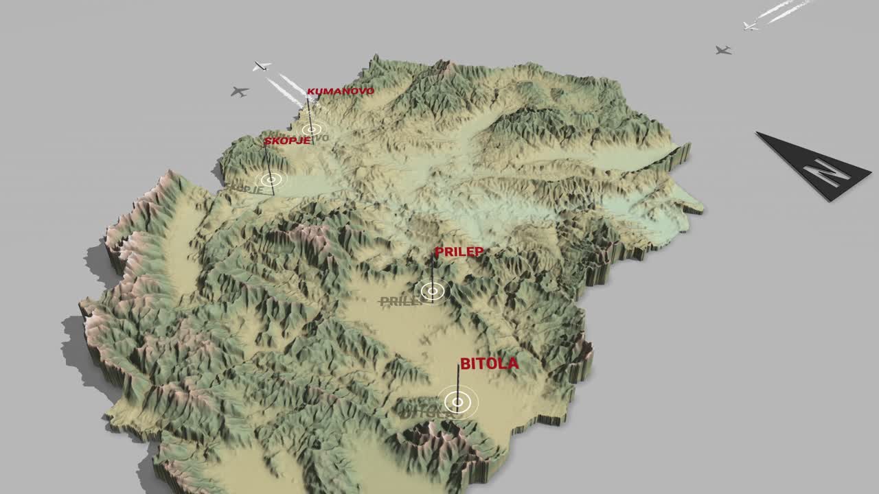 3d 지형 지도 북 마케도니아