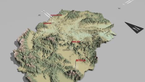 mapa del terreno en 3d del norte de macedonia