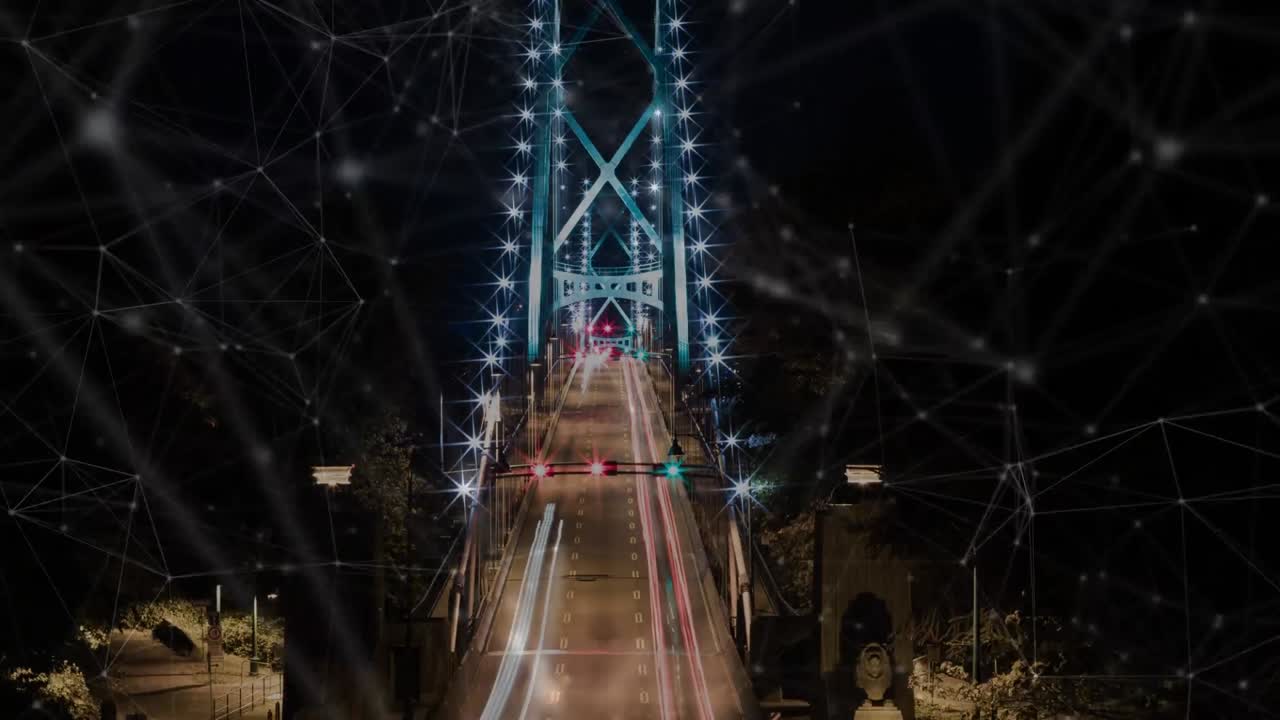 red de conexiones y estadísticas en movimiento