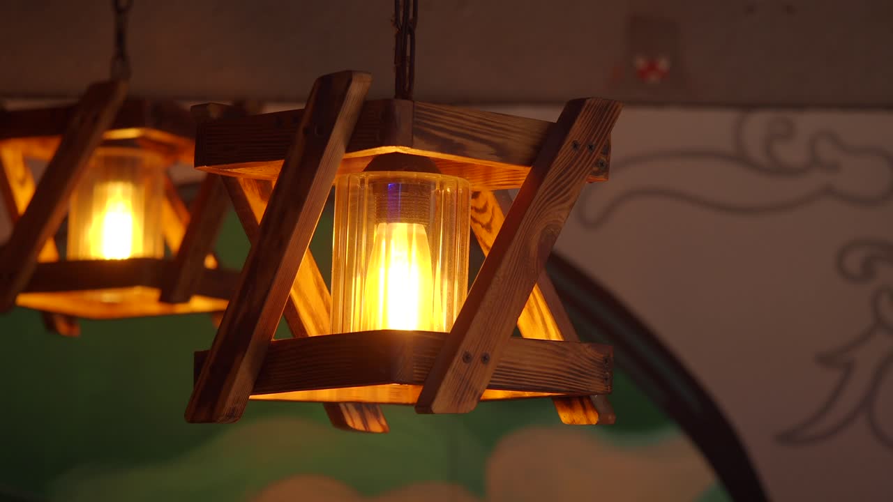 Hanging Lights with Wooden Frames