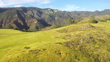 Beautiful-Aerial-Over-Grassland-And-Remote-Hills-And-Mountains-In-Santa-Barbara-County-Central-California-2