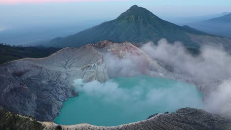 Aerial-view-of-Kawah-Ijen-crater,-Java,-Indonesia