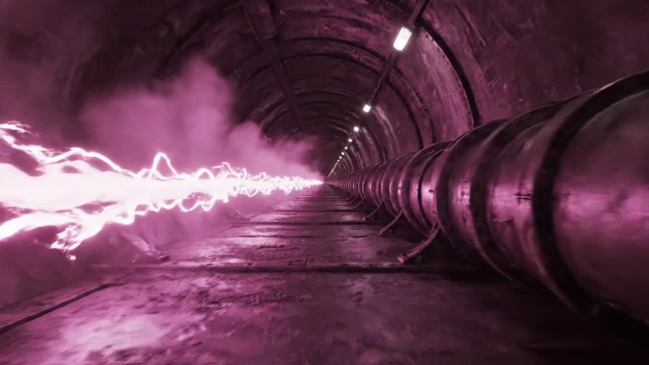 Futuristic Tunnel with Lightning Energy