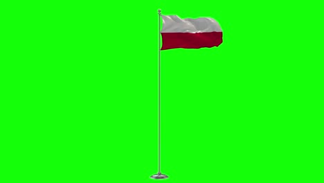 poland 3d illustration of the waving flag on a pole with chroma key