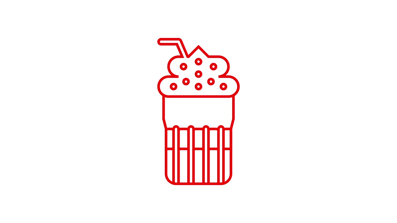 Desenho Animado em Linhas Vermelhas de um Ícone de Milkshake