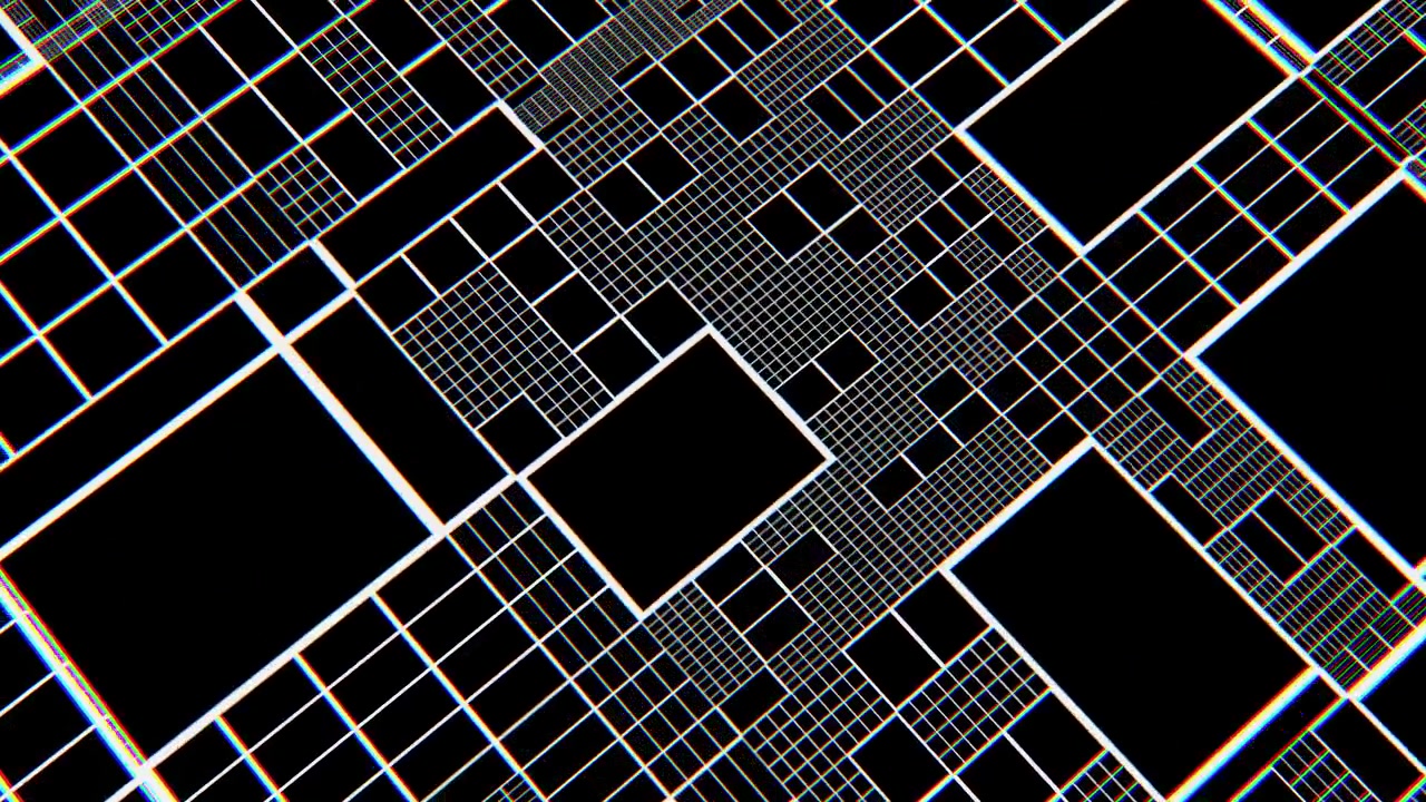 Abstract Cybernetic Grid with Glitch Effect and Chromatic Aberration