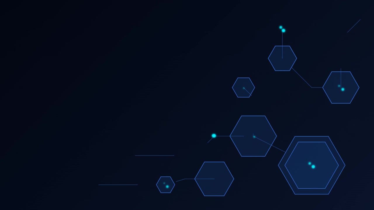Abstract Digital Background with Glowing Hexagons and Connecting Lines