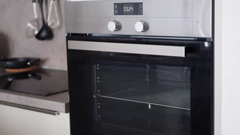 modern stainless steel oven in a kitchen