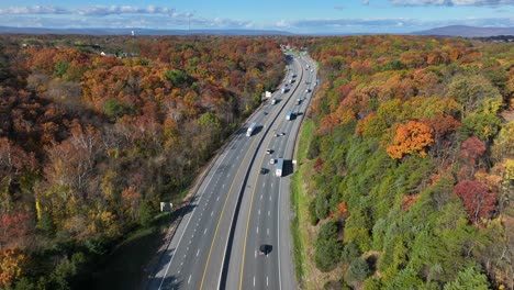 interstate highway in america during autumn