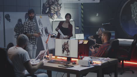 game design team brainstorming session