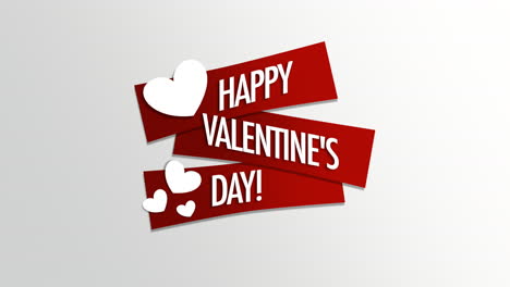 Feliz-Día-De-San-Valentín-Con-Corazones-Blancos-En-Cintas-Rojas