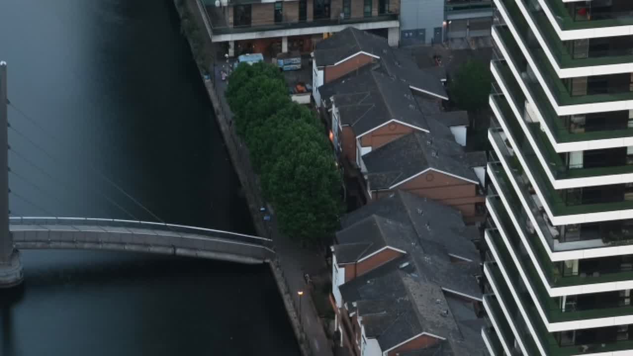 A close look at the South Quay Footbridge, Canary Wharf, London, United Kingdom