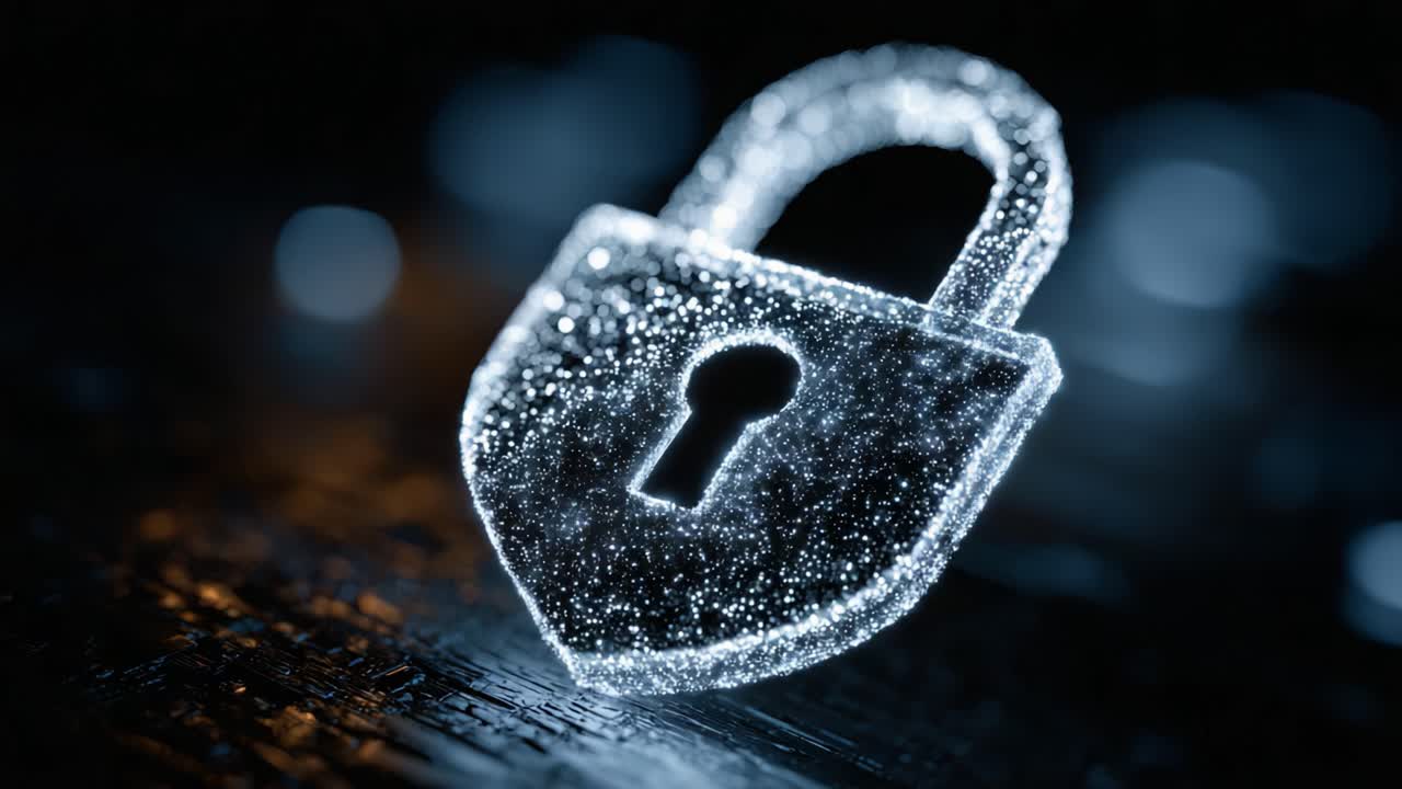 A Captivating Close-up of a Transparent Lock Symbolizing Security and Protection, Illuminated by Soft Light Effects to Create a Captivating Visual Experience