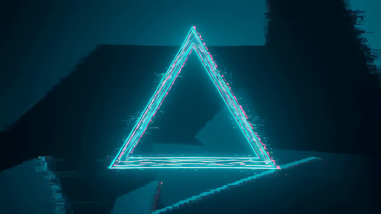 Glowing Neon Triangle Abstract Art