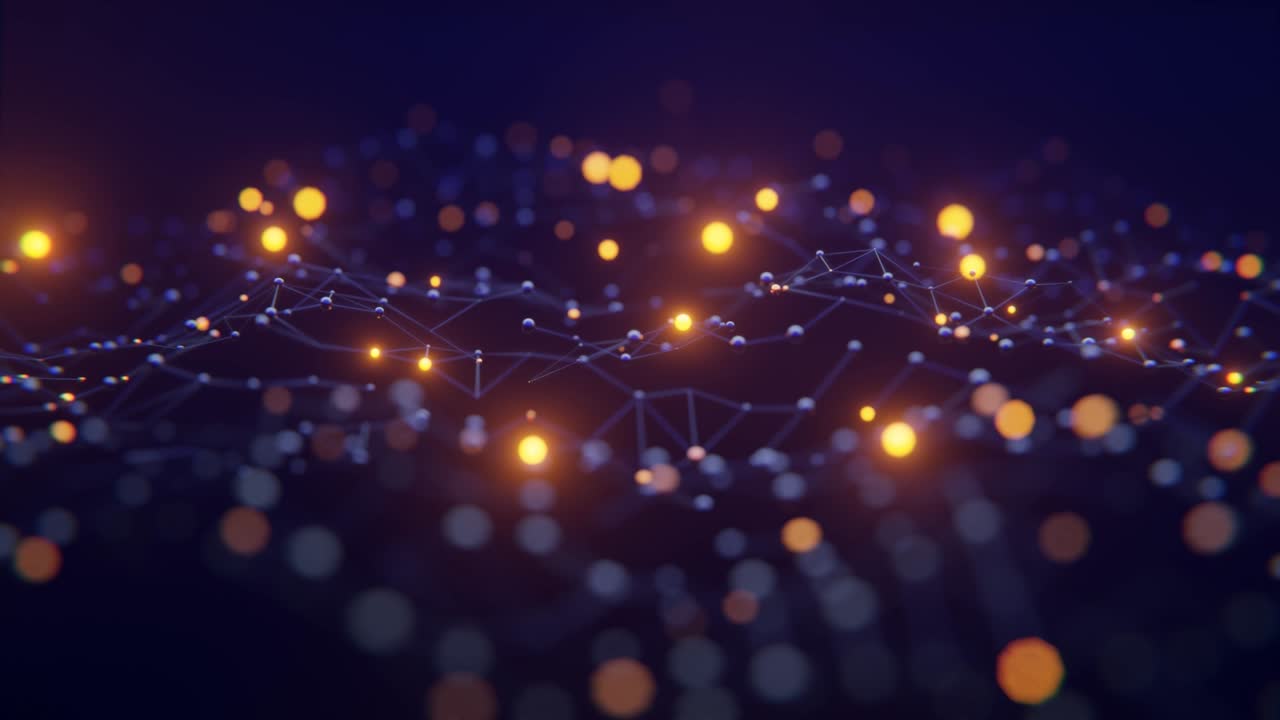 red de luces con luces brillantes naranjas fondo de bucle de animación 4k 3d