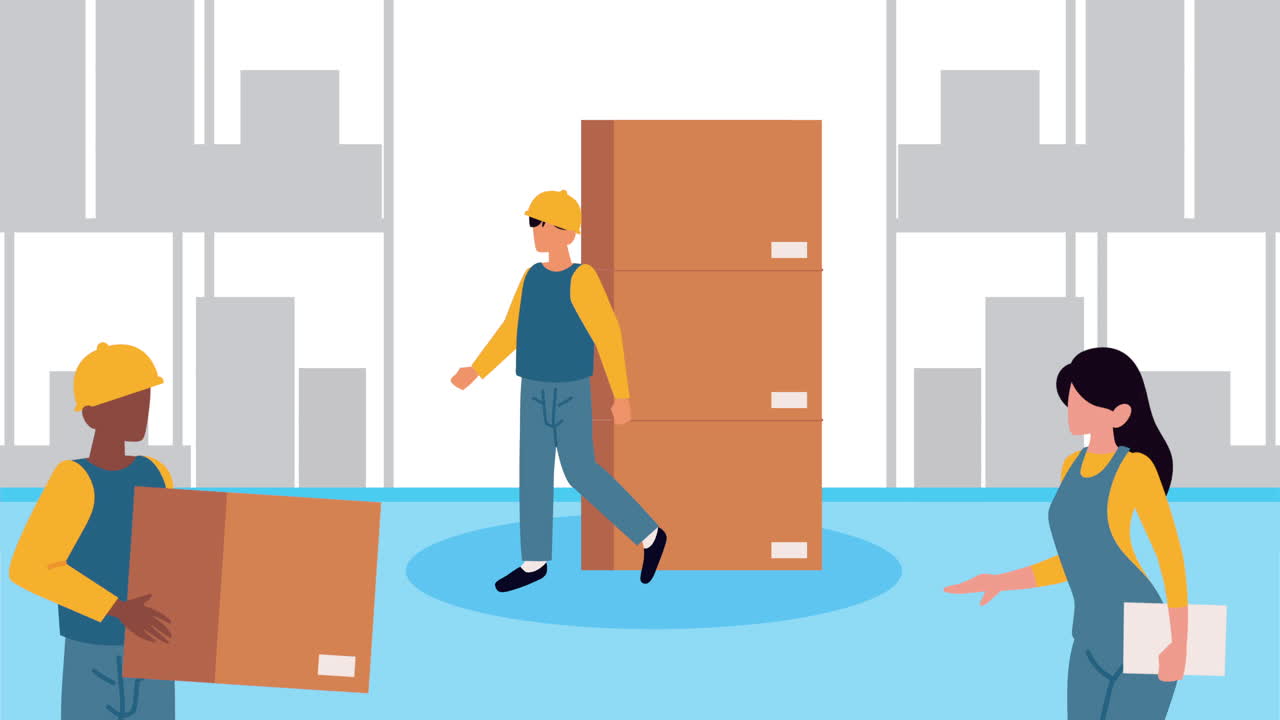 trabajadores de almacén que manejan paquetes