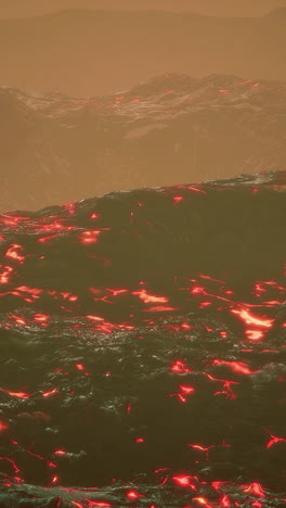 lava flow on a volcanic landscape