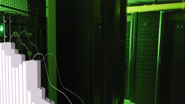 Animation of statistical data processing against computer server room